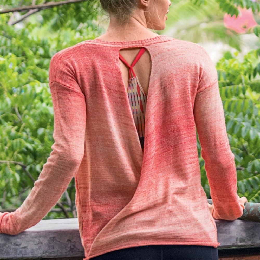 Prana Nightingale Sweater in Sunset Pink Size XS Open Twist Back